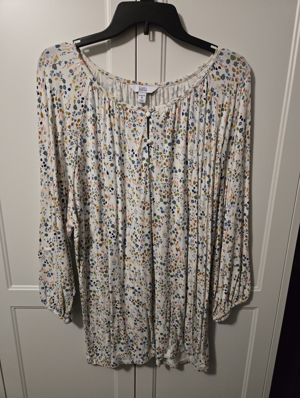 croft & barrow Cream Multicolor Floral Tunic Women's 2X